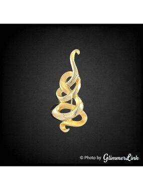 Vintage AJC Twist Spiral Gold Tone Brooch Pin